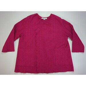 Caroline Rose Wool Blend Open Front Jacket Women's Size 1X Pink Made in USA